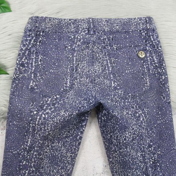 TORY BURCH Ivy Super Skinny Blue Denim Abstract Printed Jeans Women’s Size 26 - Picture 9 of 14